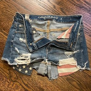 High rise shortie shorts American flag pockets